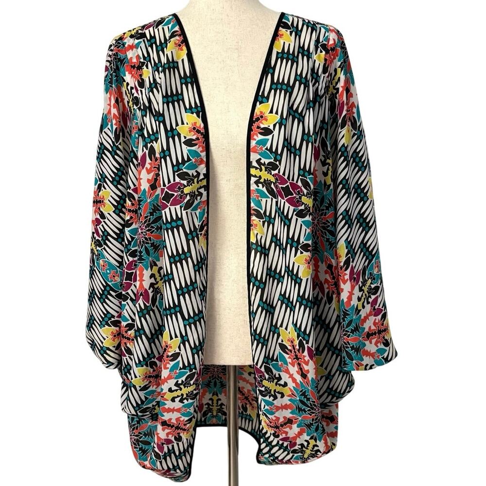 Cynthia Rowley Multicolor kaleidoscope Print Open Front Kimono Women’s L/XL Boho